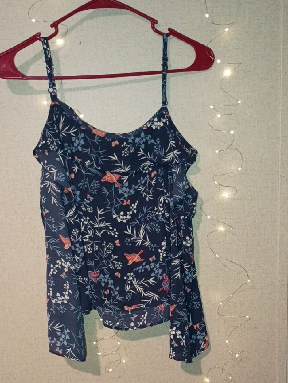 love, Fire Navy Floral Ruffle Camisole